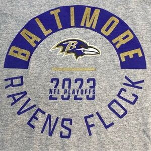 Baltimore Ravens Flock NFL‎ 2023 Playoffs Adult XL Gray Short Sleeve T-Shirt